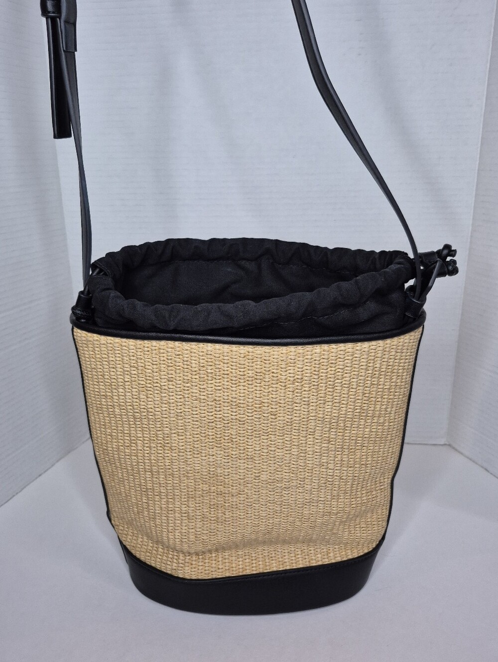 Mango Raffia Effect Medium Bucket Bag Excellent - Picture 2 of 13